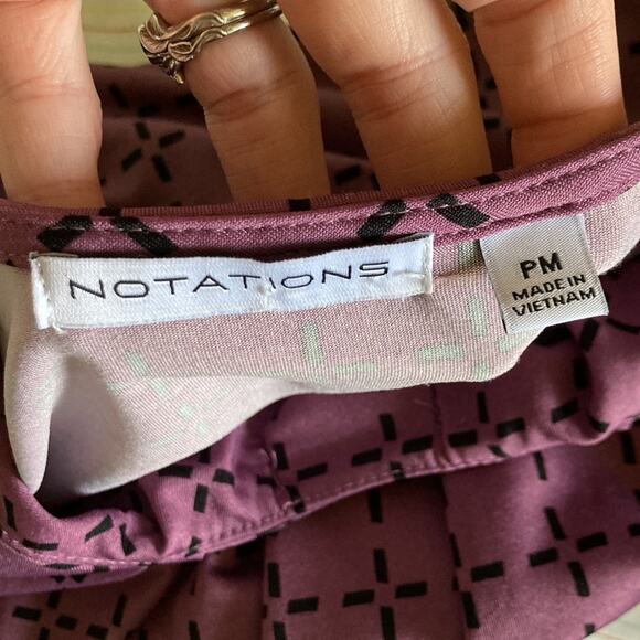 Notations Purple & Black Print Pullover Top, Size MP - Picture 10 of 12